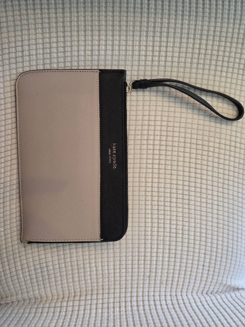kate spade New York Taupe and Black Wristlet Wallet